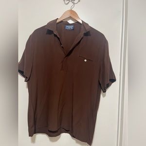 Vintage GIVENCHY For BRAVADO Men’s Button Up Shirt Brown Short Sleeve